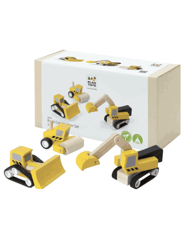 Set de 3 véhicules de chantier en bois - Plan Toys
