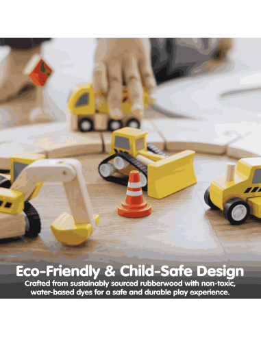 Set de 3 véhicules de chantier en bois - Plan Toys