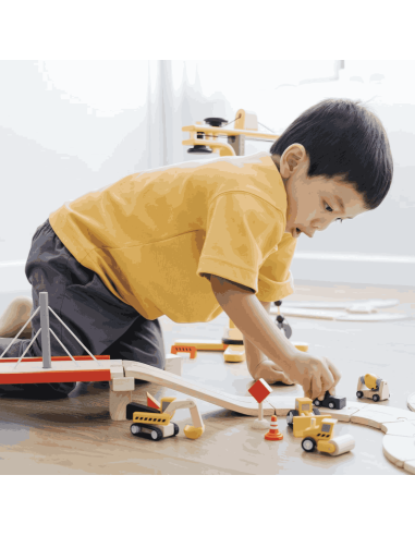 Set de 3 véhicules de chantier en bois - Plan Toys