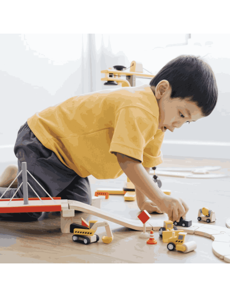 Set de 3 véhicules de chantier en bois - Plan Toys