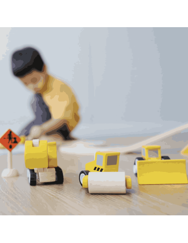 Set de 3 véhicules de chantier en bois - Plan Toys