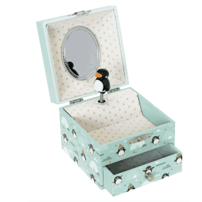Boîte à bijoux musicale phosphorescente Pingouin -...