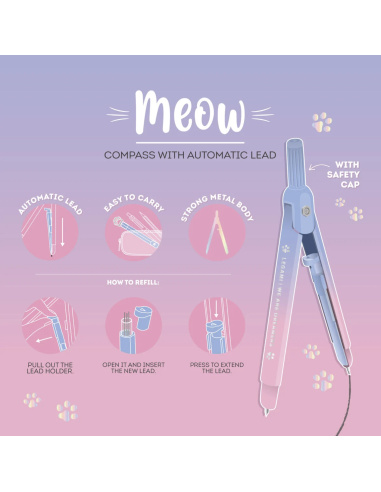 Compas à mine automatique Meow - Legami
