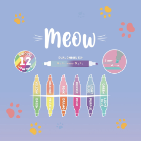 Set de 6 surligneurs double pointe Kitty - Legami 2