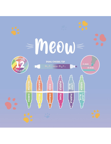 Set de 6 surligneurs double pointe Kitty - Legami