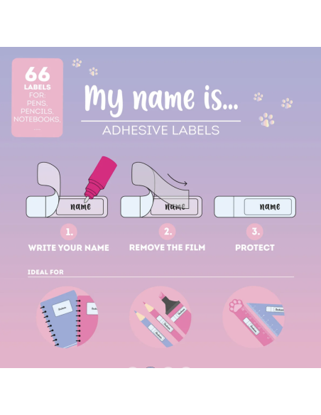 Etiquettes adhésives avec film protecteur Kitty - Legami