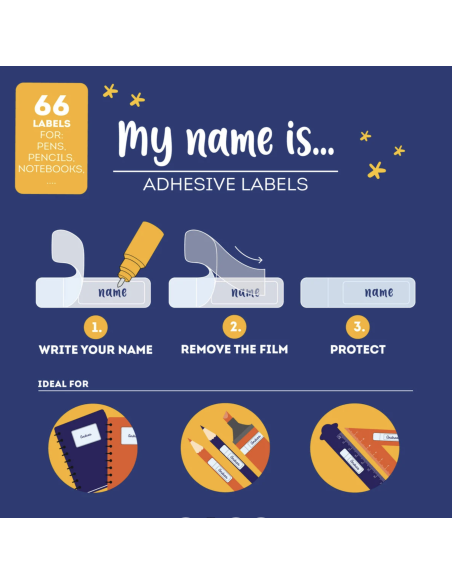Etiquettes adhésives avec film protecteur Espace - Legami