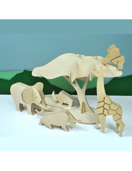 Les animaux de la savane à construire - Manufacture en Famille