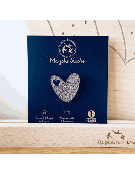 Broche gros coeur multicolore - Les Petites Hirondelles