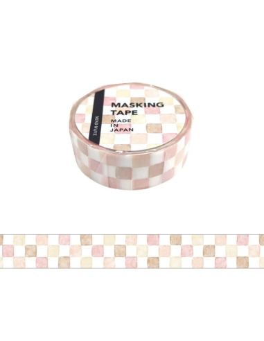 Masking tape Carreaux rosés beiges Check - Mind...