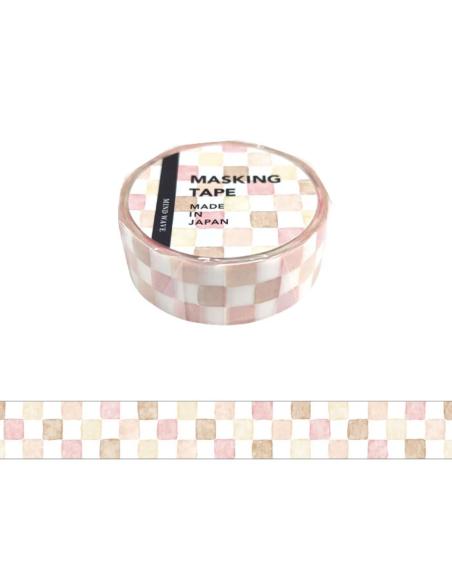 Masking tape Carreaux rosés beiges Check - Mind Wave