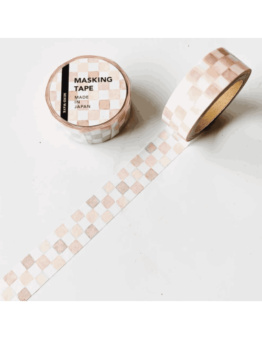 Masking tape Carreaux rosés beiges Check - Mind...