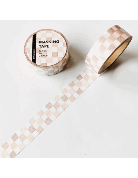 Masking tape Carreaux rosés beiges Check - Mind Wave