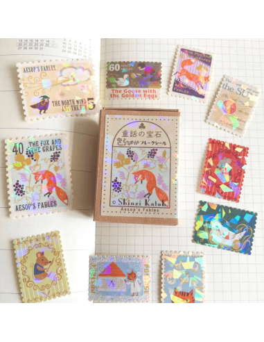 Stickers timbres Fables d'Esope - Shinzi Katoh