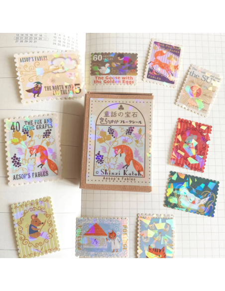 Stickers timbres Fables d'Esope - Shinzi Katoh