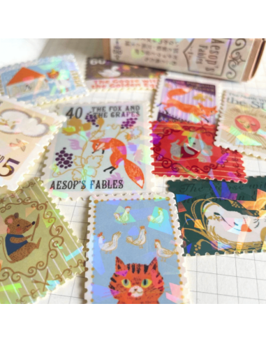 Stickers timbres Fables d'Esope - Shinzi Katoh