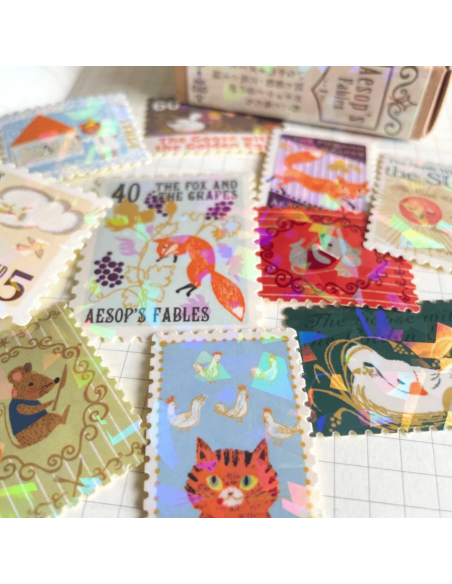 Stickers timbres Fables d'Esope - Shinzi Katoh