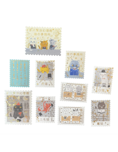 Stickers timbres chats Cat Office - Shinzi Katoh