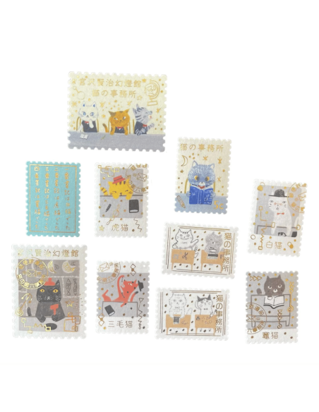 Stickers timbres chats Cat Office - Shinzi Katoh