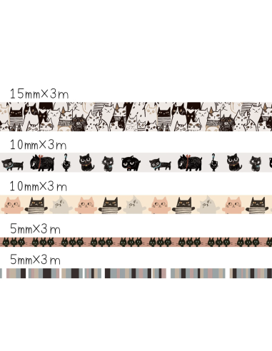 Boite de 5 masking tape chats - Shinzi Katoh