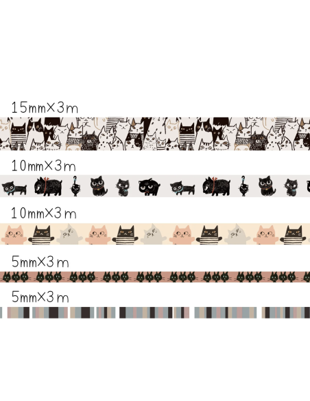 Boite de 5 masking tape chats - Shinzi Katoh