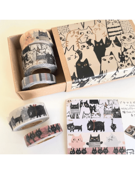 Boite de 5 masking tape chats - Shinzi Katoh