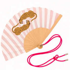 Eventail à bandoulière "Leopard rayé rose" - Woom