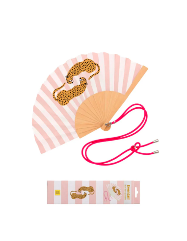 Eventail à bandoulière "Leopard rayé rose" - Woom