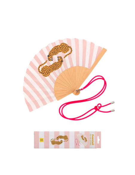 Eventail à bandoulière "Leopard rayé rose" - Woom