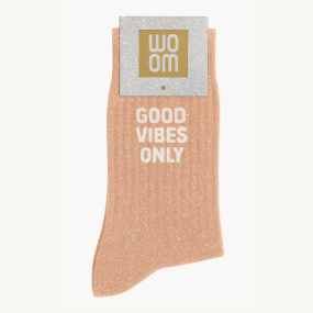 Chaussettes à paillettes Good Vibes Only rose pale