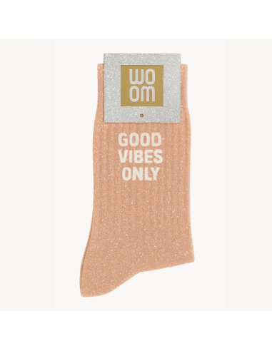 Chaussettes à paillettes Good Vibes Only rose pale