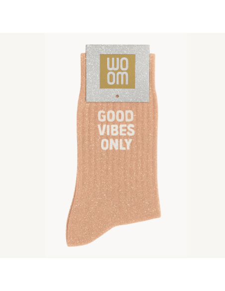 Chaussettes à paillettes Good Vibes Only rose pale