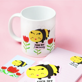 Autocollant Bee Fuck Off I am Buzzy -  Studio Inktvis 2