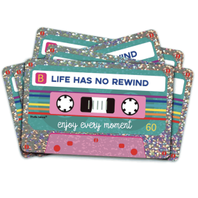 Autocollant pailleté cassette « Life has no rewind » -  Studio Inktvis 2