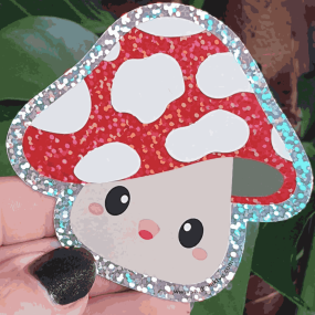 Autocollant pailleté champignon -  Studio Inktvis