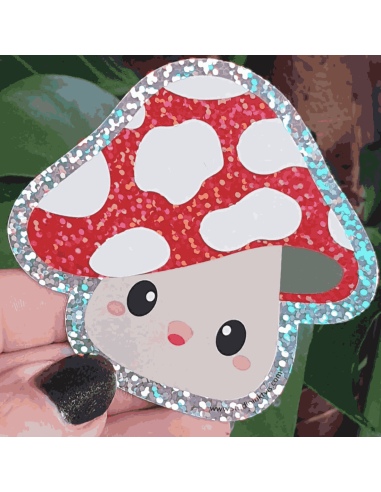Autocollant pailleté champignon -  Studio Inktvis