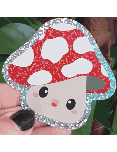 Autocollant pailleté champignon -  Studio Inktvis