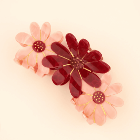 Grande pince à cheveux 3 fleurs roses - Coucou Suzette
