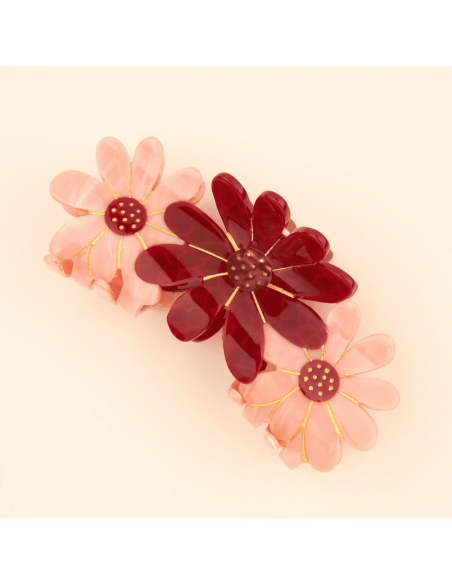 Grande pince à cheveux 3 fleurs roses - Coucou Suzette