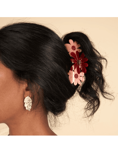 Grande pince à cheveux 3 fleurs roses - Coucou...