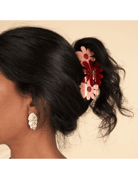 Grande pince à cheveux 3 fleurs roses - Coucou Suzette