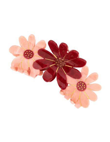 Grande pince à cheveux 3 fleurs roses - Coucou Suzette