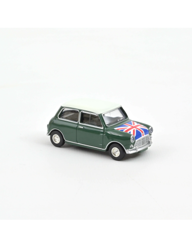 Mini Cooper 1964 vert amande avec drapeau 1/54...