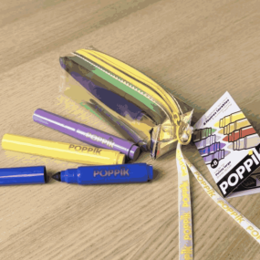 8 feutres jumbo dans trousse irisée - Poppik