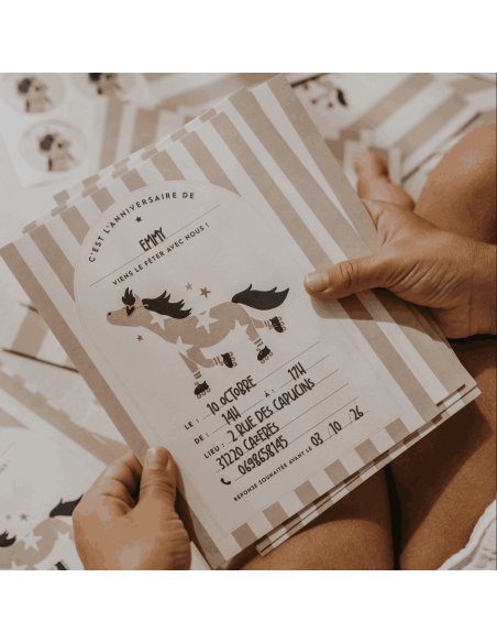 Set de 10 invitations Poney Billy - Zakuw