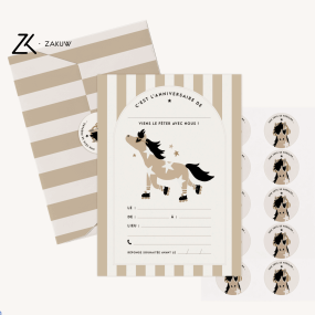 Set de 10 invitations Poney Billy - Zakuw