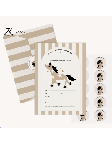 Set de 10 invitations Poney Billy - Zakuw