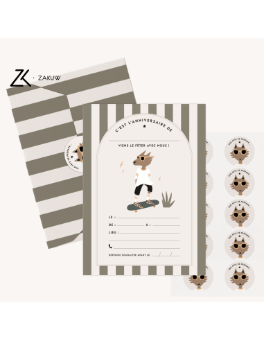 Set de 10 invitations Renard Max - Zakuw