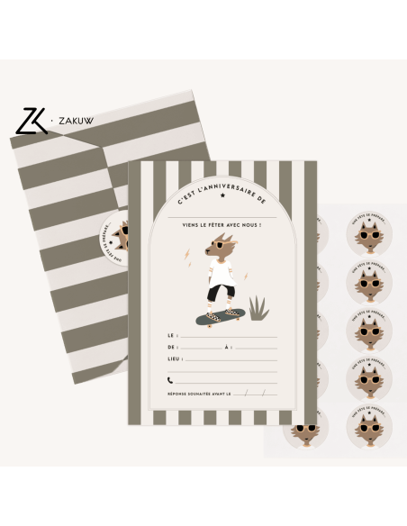 Set de 10 invitations Renard Max - Zakuw