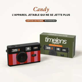 Appareil photo Candy rayé rose - Time Lens 2